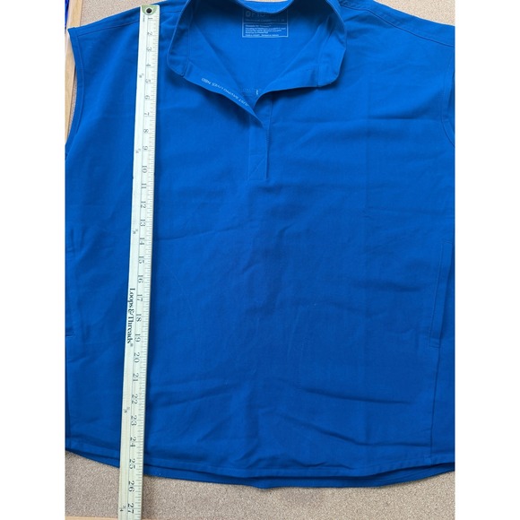 FIGS Rafaela Scrub Top Women Medium Blue Sleeveless Mandarin Collar Medical - Picture 5 of 8